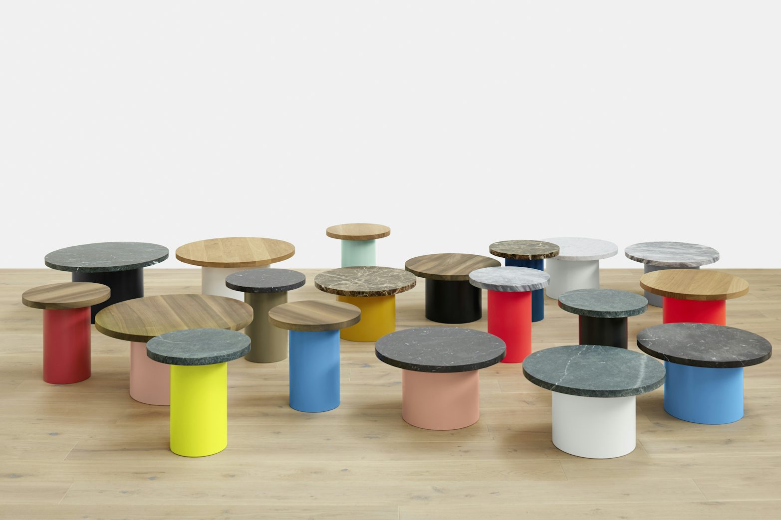 e15 enoki tables in varying sizes and colors