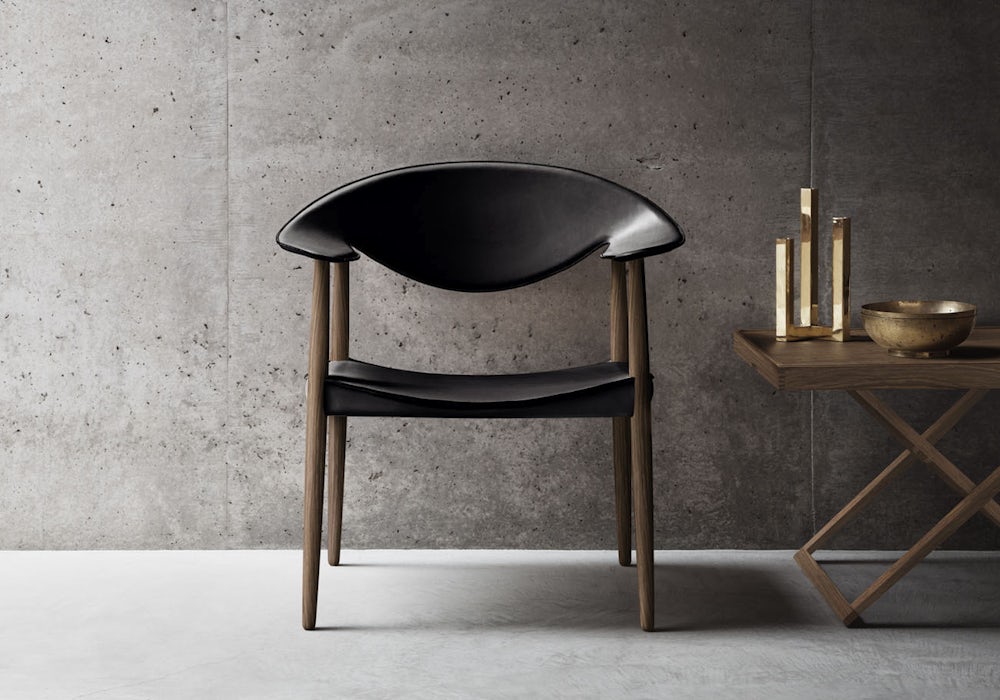 Metropolitan Chair LM92 in walnut by Ejner Larsen and Aksel Bender Madsen and Folding Table